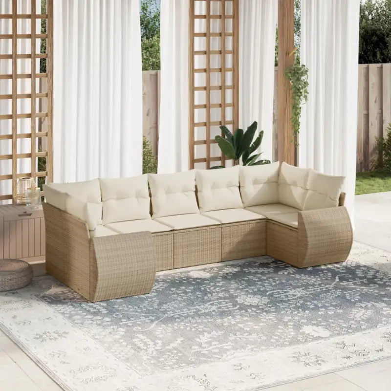 Modulaire tuinbank met beige materiaal en gepoedercoat staal afmetingen - beige en crèmekleurig / 1 - Modulaire