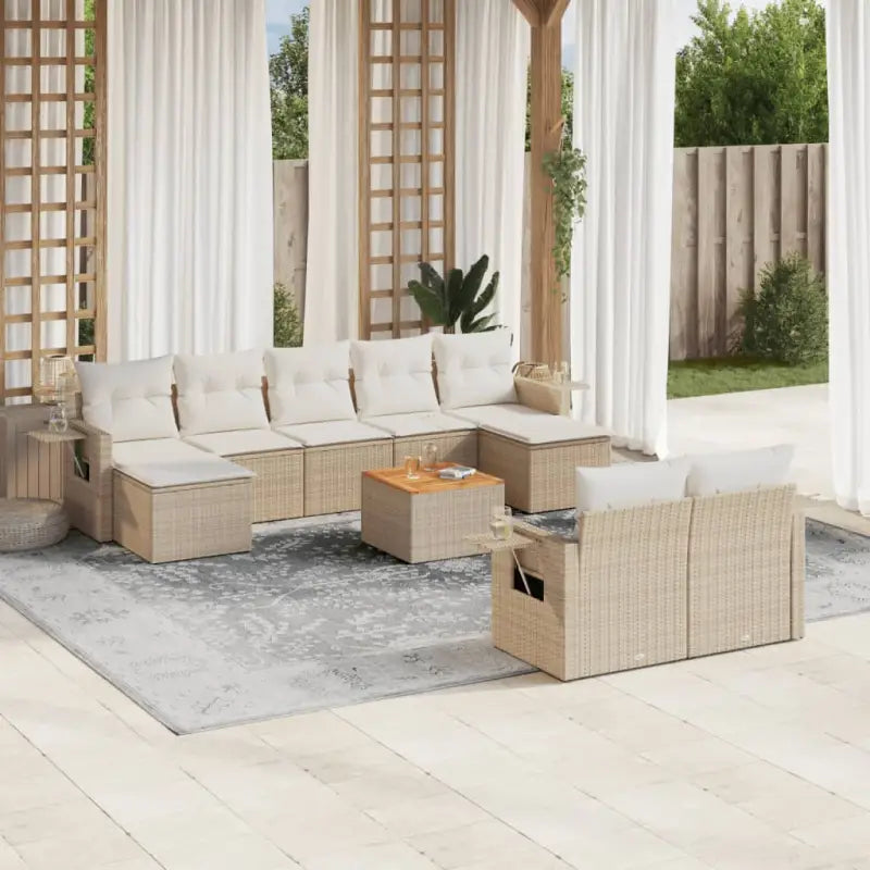 Modulaire tuinbank met beige materiaal en gepoedercoat staal afmetingen - beige en crèmekleurig / 1 - Modulaire