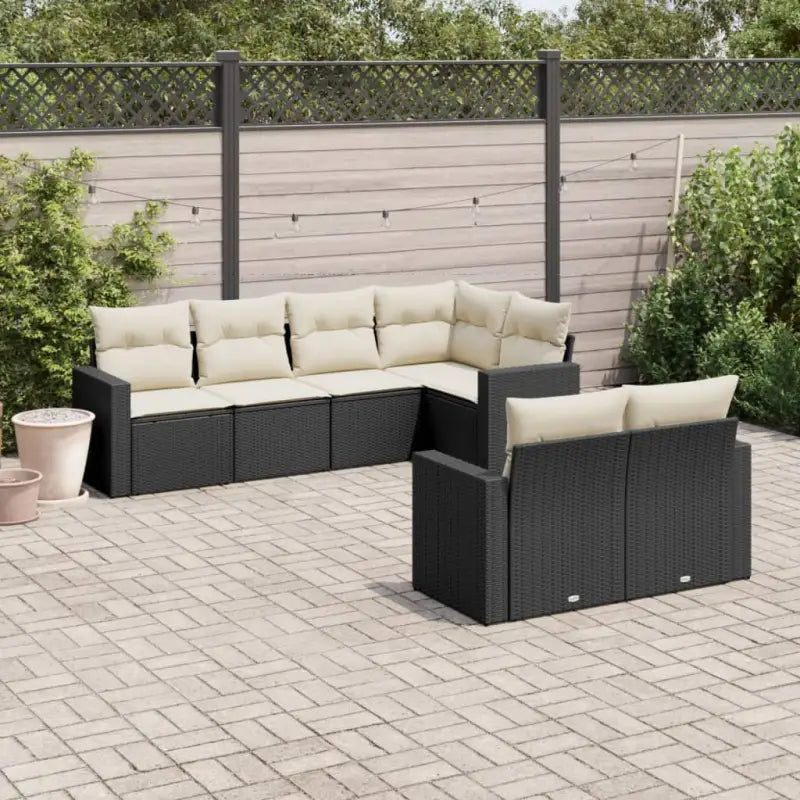 Modulaire tuinbank met beige materiaal en waterdichte tas voor buitengebruik - Zwart en crème / 7 - Modulaire tuinbanken