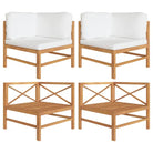 Modulaire tuinbank met fijn geschuurd hout en comfortabele kussens - Crème / 1 / Hoekbank (2 st) - Modulaire tuinbanken