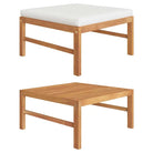 Modulaire tuinbank met fijn geschuurd hout en comfortabele kussens - Crème / 1 / Voetensteun - Modulaire tuinbanken