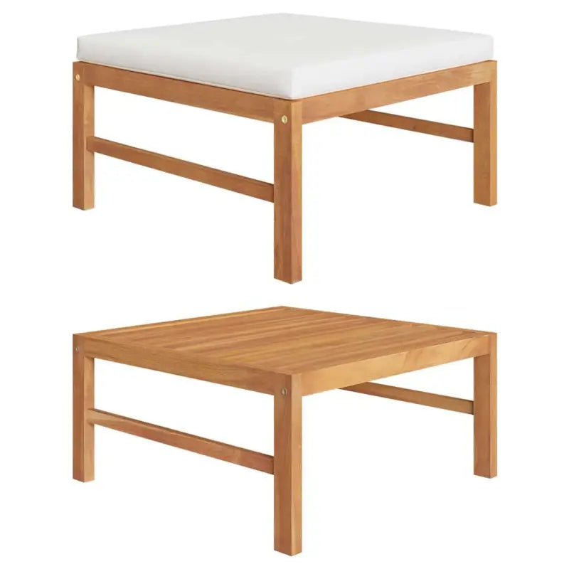 Modulaire tuinbank met fijn geschuurd hout en comfortabele kussens - Crème / 1 / Voetensteun - Modulaire tuinbanken