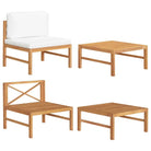 Modulaire tuinbank met fijn geschuurd hout en comfortabele kussens - Crème / 1 / midden + hoekTafel - Modulaire