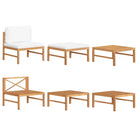 Modulaire tuinbank met fijn geschuurd hout en comfortabele kussens - Crème / 1 / midden + voetensteun + Tafel