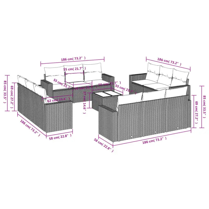 Modulaire tuinbank met gepoedercoat staal en waterdichte tas - Modulaire tuinbanken