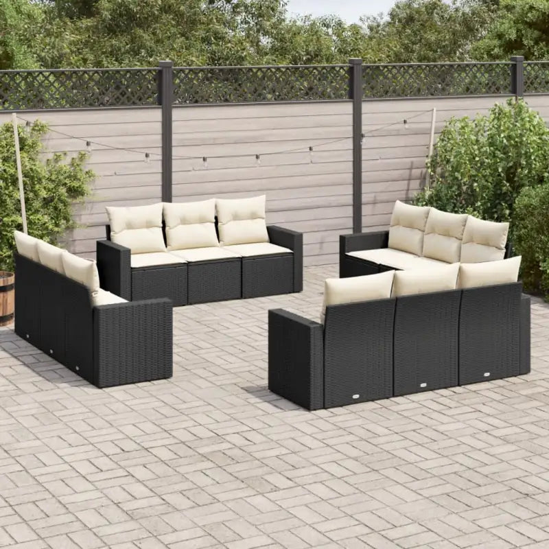 Modulaire tuinbank met gepoedercoat staal en waterdichte tas - Zwart en crème / 1 / Zonder tafel - Modulaire tuinbanken