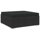 Modulaire tuinbank met gepoedercoat stalen frame voor buitengebruik - Zwart / 1 / Voetensteun - Modulaire tuinbanken