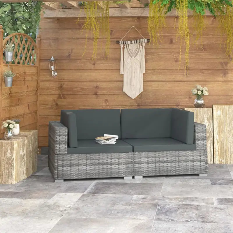 Modulaire tuinbank met gepoedercoat stalen frame voor buitengebruik - Grijs / 2 - Modulaire tuinbanken