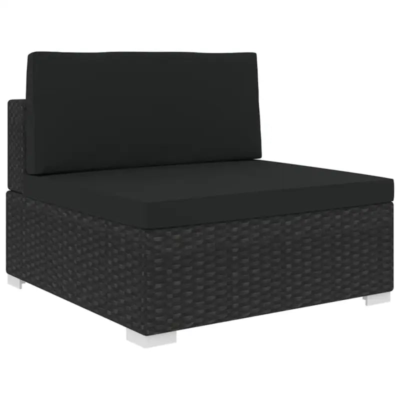 Modulaire tuinbank met gepoedercoat stalen frame voor buitengebruik - Zwart / 1 / Middenbank - Modulaire tuinbanken