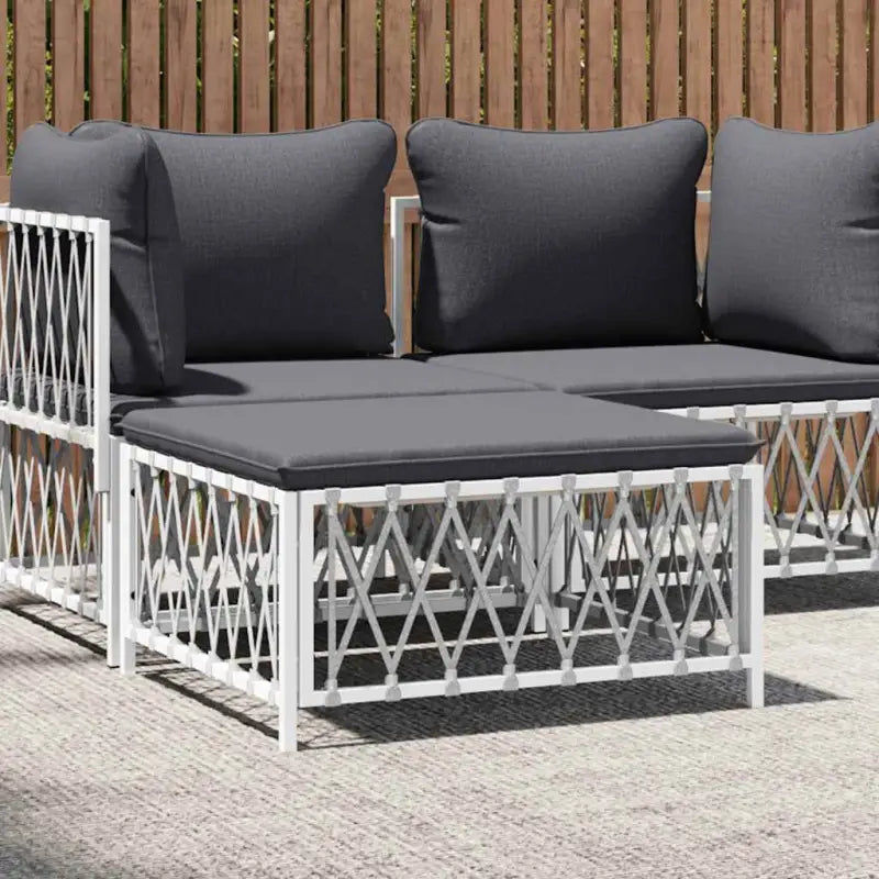 Modulaire tuinbank met geweven stof en afmetingen rugkussen - Wit / 1 / Voetensteun - Modulaire tuinbanken