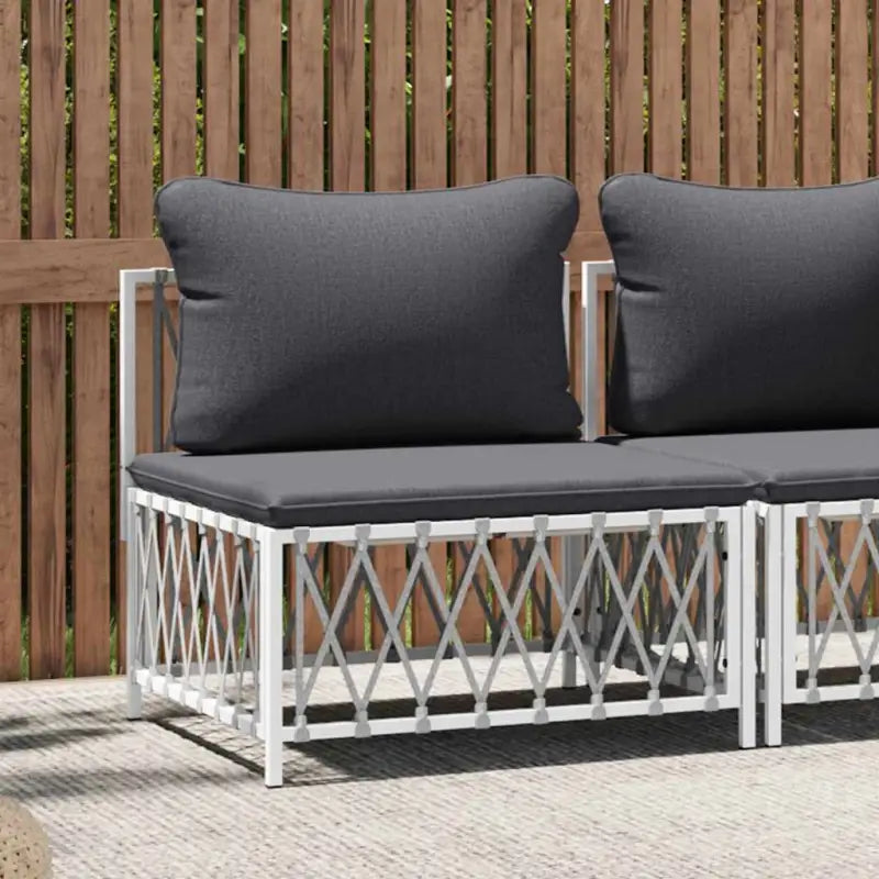 Modulaire tuinbank met geweven stof en afmetingen rugkussen - Wit / 1 / Middenbank - Modulaire tuinbanken