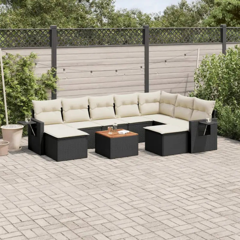 Modulaire tuinbank met grijs materiaal en gepoedercoat staal afmetingen - Zwart en crème / 1 - Modulaire tuinbanken