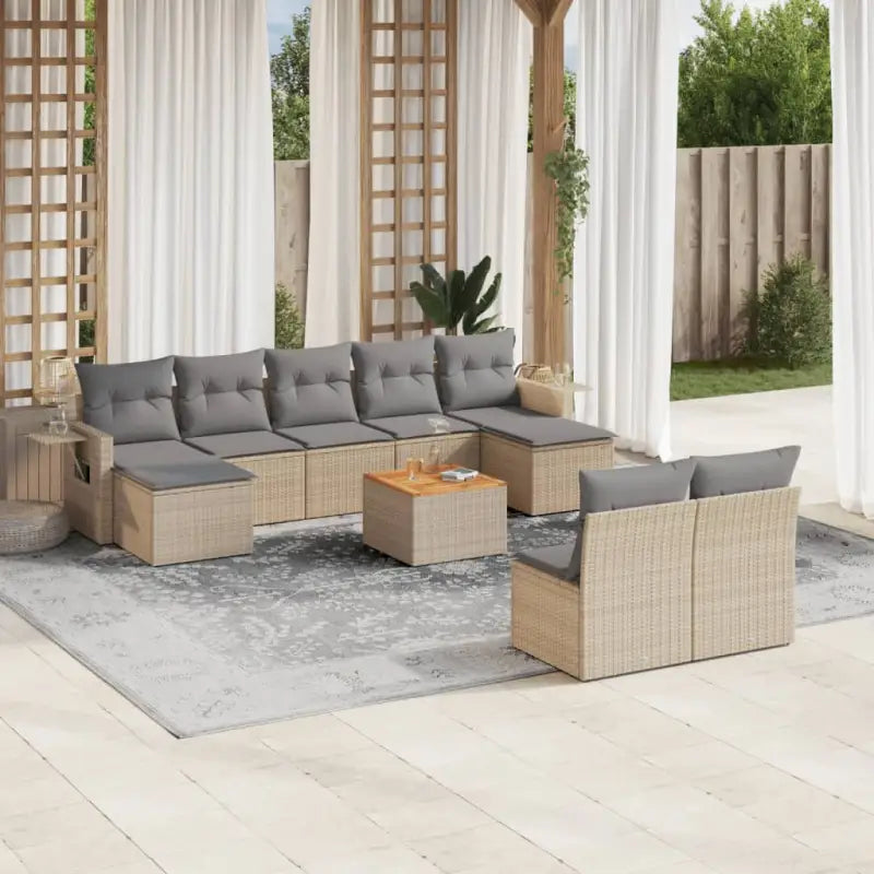 Modulaire tuinbank met grijs materiaal en gepoedercoat staal Afmetingen - Beige en grijs / 1 - Modulaire tuinbanken
