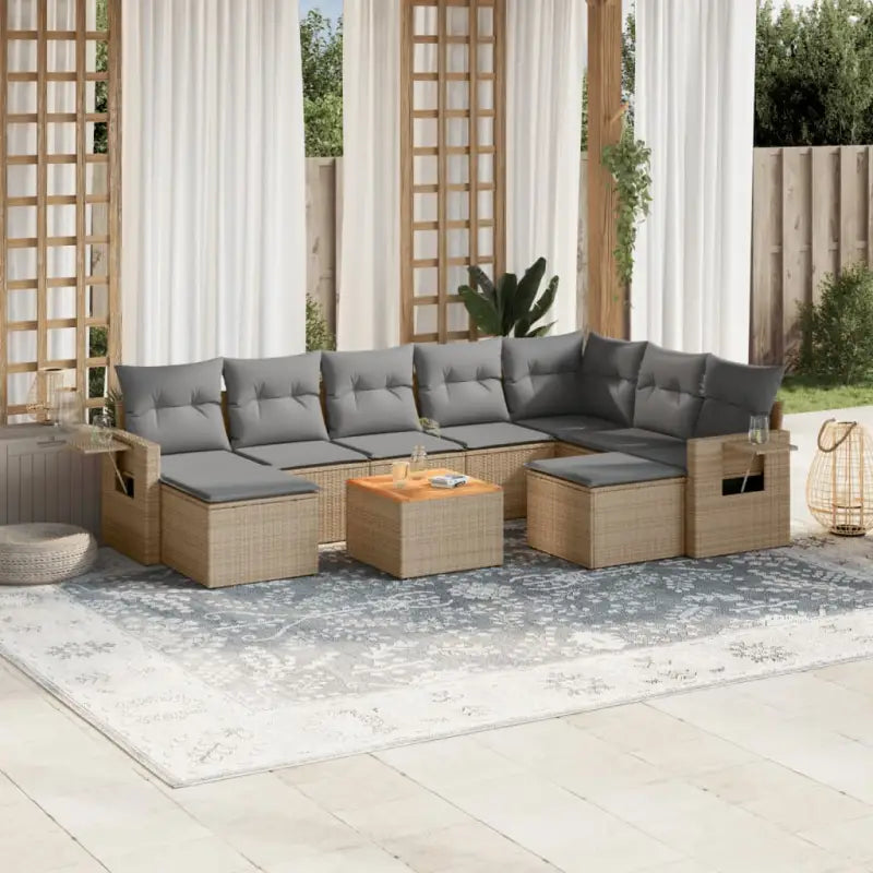 Modulaire tuinbank met grijs materiaal en gepoedercoat staal afmetingen - Beige en grijs / 1 - Modulaire tuinbanken