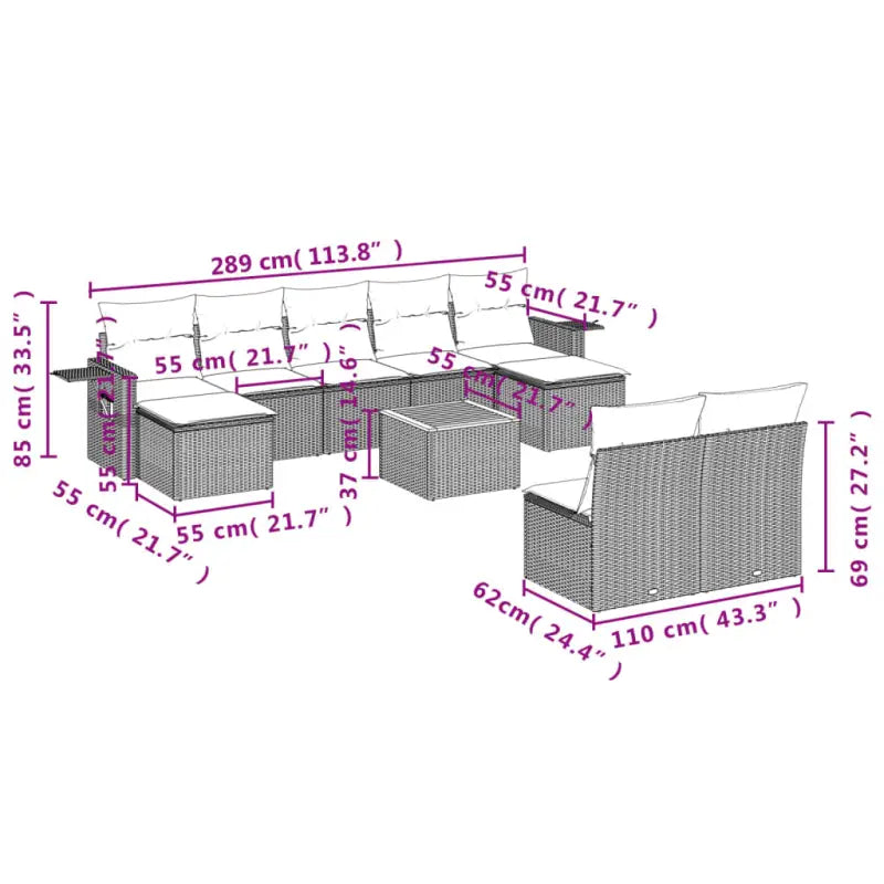 Modulaire tuinbank met grijs materiaal en gepoedercoat staal Afmetingen - Modulaire tuinbanken