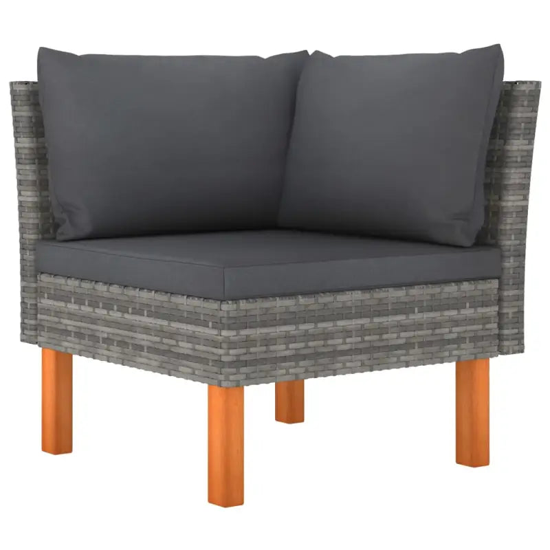 Modulaire tuinbank met PE-rattan en massief eucalyptushout frame - Grijs / 1 / Hoekbank - Modulaire tuinbanken