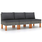 Modulaire tuinbank met PE-rattan en massief eucalyptushout frame - Grijs / 1 / Middenbank (3 st) - Modulaire tuinbanken