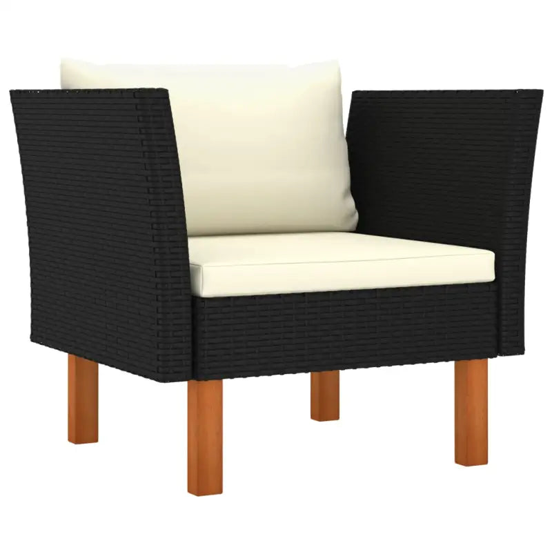 Modulaire tuinbank met PE-rattan en massief eucalyptushout frame - Zwart / 1 / Fauteuil - Modulaire tuinbanken