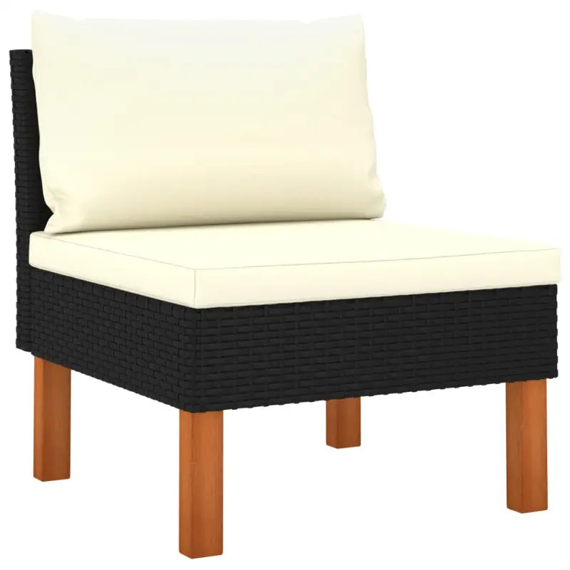 Modulaire tuinbank met PE-rattan en massief eucalyptushout frame - Zwart / 1 / Middenbank - Modulaire tuinbanken