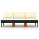 Modulaire tuinbank met PE-rattan en massief eucalyptushout frame - Zwart / 1 / Middenbank (3 st) - Modulaire tuinbanken