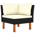 Modulaire tuinbank met PE-rattan en massief eucalyptushout frame - Zwart / 1 / Hoekbank - Modulaire tuinbanken