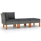 Modulaire tuinbank met PE-rattan en massief eucalyptushout frame - Grijs / 1 / Hoekbank + voetensteun (2 st)