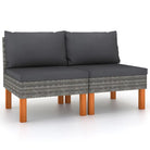 Modulaire tuinbank met PE-rattan en massief eucalyptushout frame - Grijs / 1 / Middenbank (2 st) - Modulaire tuinbanken
