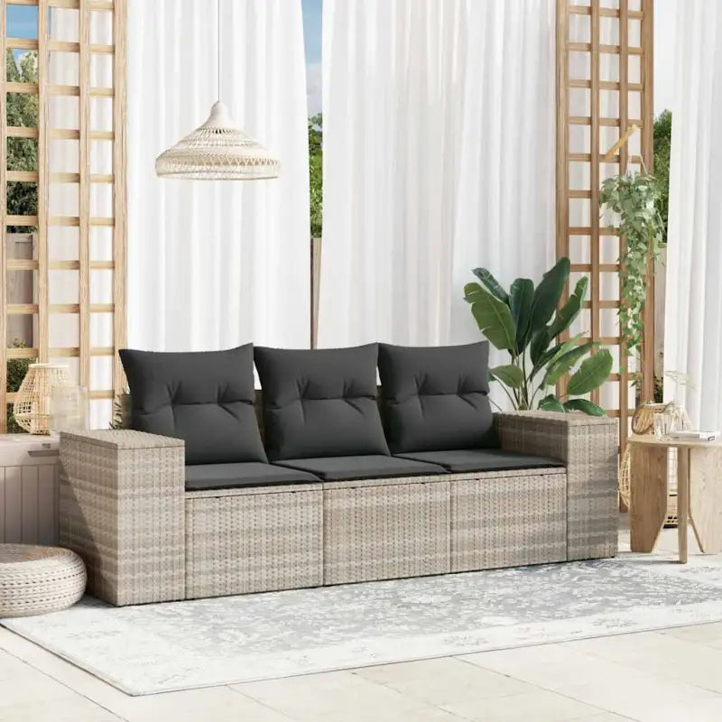 Modulaire tuinbank met poly rattan en comfortabele zitervaring - Lichtgrijs / 1 / Zonder tafel - Modulaire tuinbanken