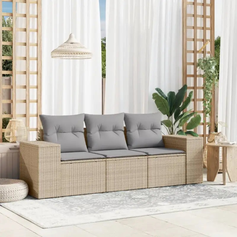 Modulaire tuinbank met poly rattan en comfortabele zitervaring - Beige en grijs / 1 / Zonder tafel - Modulaire