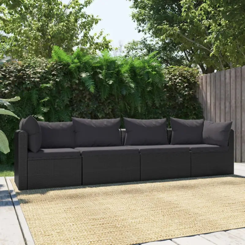 Modulaire tuinbank met poly rattan en gepoedercoat stalen frame - 1 / Vierzitsbank - Modulaire tuinbanken