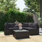 Modulaire tuinbank met poly rattan en gepoedercoat stalen frame - 1 / 2x hoek + 2x midden + Tafel - Modulaire tuinbanken
