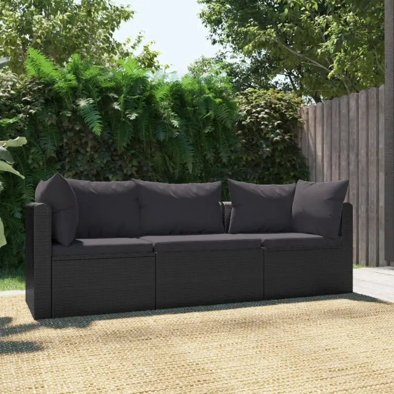 Modulaire tuinbank met poly rattan en gepoedercoat stalen frame - 1 / Driezitsbank - Modulaire tuinbanken