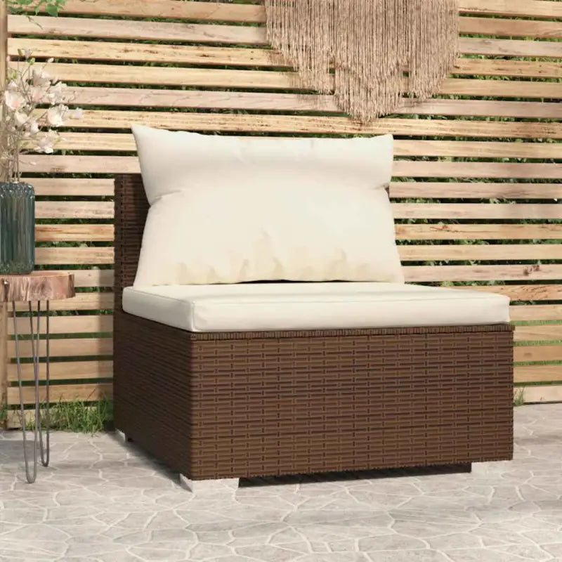 Modulaire tuinbank met staalframe en chroomkleurige pootjes - Bruin en crème / 1 / Middenbank - Modulaire tuinbanken