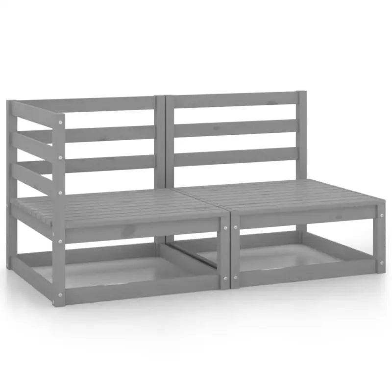 Modulaire tuinbank met voetenbank van massief grenenhout - Grijs / 1 / middle + corner - Modulaire tuinbanken