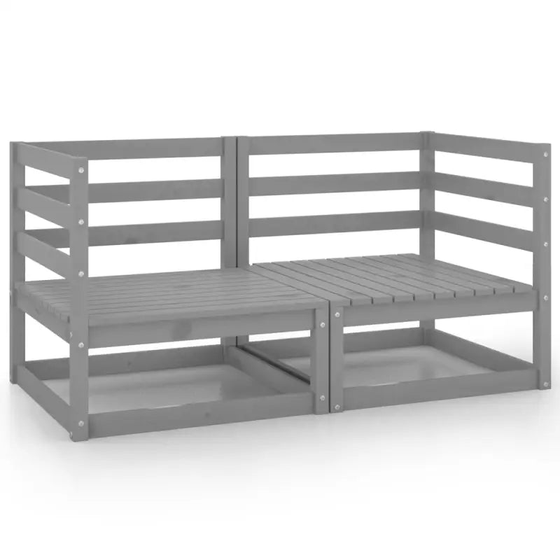 Modulaire tuinbank met voetenbank van massief grenenhout - Grijs / 1 / Hoekbank (2 st) - Modulaire tuinbanken