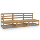 Modulaire tuinbank met voetenbank van massief grenenhout - Honingbruin / 1 / hoek + 2x midden - Modulaire tuinbanken