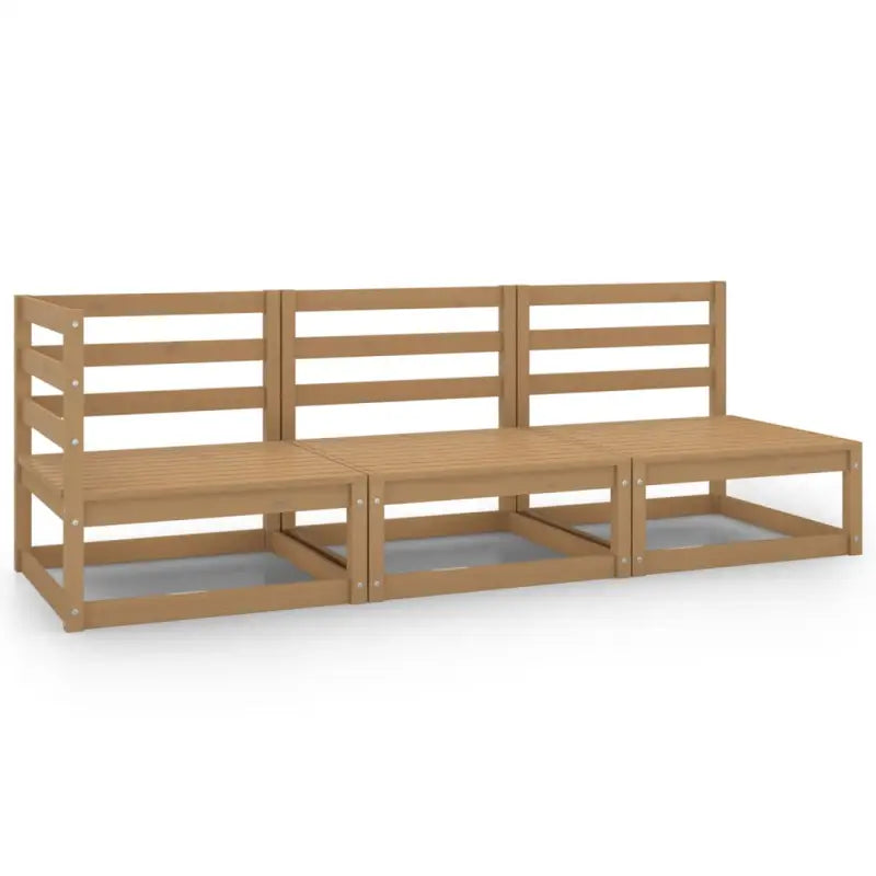 Modulaire tuinbank met voetenbank van massief grenenhout - Honingbruin / 1 / hoek + 2x midden - Modulaire tuinbanken