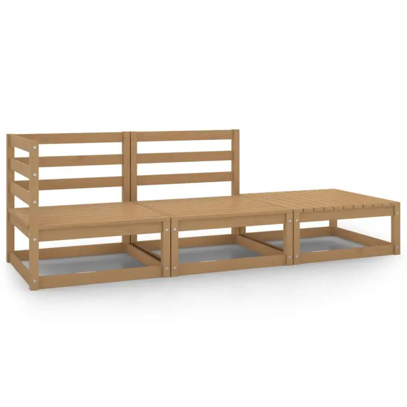 Modulaire tuinbank met voetenbank van massief grenenhout - Honingbruin / 1 / hoek + midden + voetensteun - Modulaire