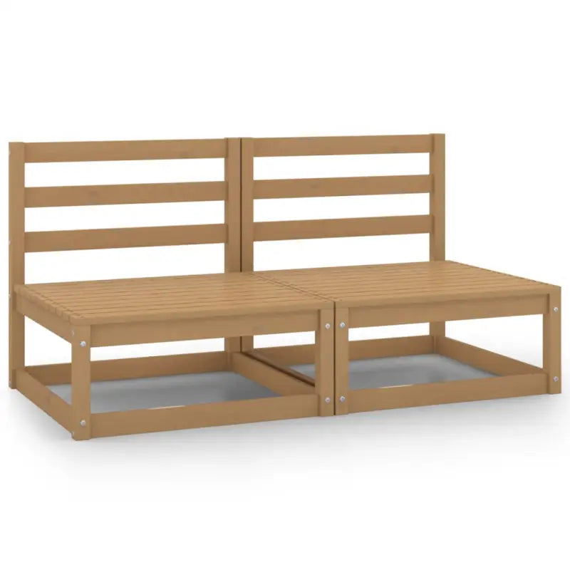 Modulaire tuinbank met voetenbank van massief grenenhout - Honingbruin / 1 / Middenbank (2 st) - Modulaire tuinbanken