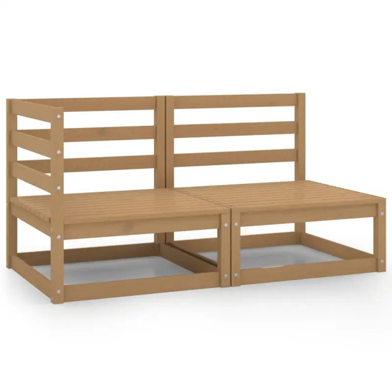 Modulaire tuinbank met voetenbank van massief grenenhout - Honingbruin / 1 / middle + corner - Modulaire tuinbanken