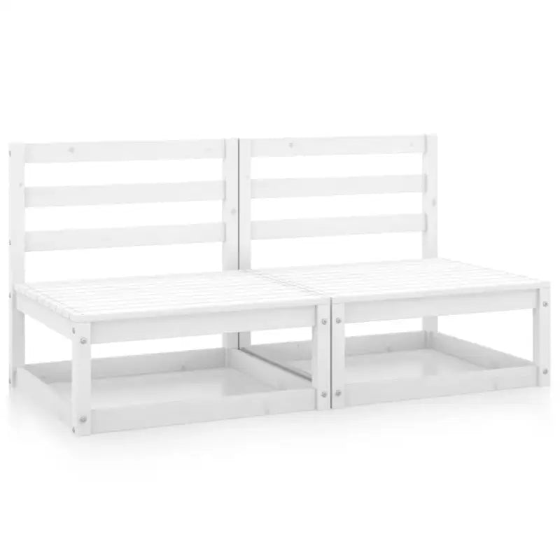 Modulaire tuinbank met voetenbank van massief grenenhout - Wit / 1 / Middenbank (2 st) - Modulaire tuinbanken