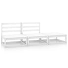 Modulaire tuinbank met voetenbank van massief grenenhout - Wit / 1 / 2x midden + voetensteun - Modulaire tuinbanken