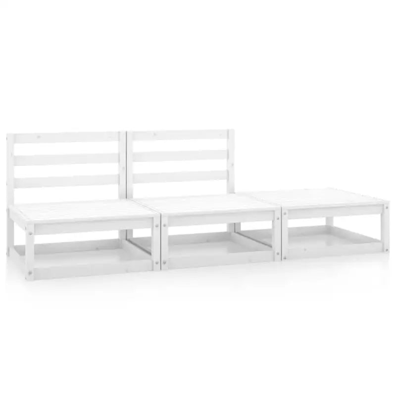 Modulaire tuinbank met voetenbank van massief grenenhout - Wit / 1 / 2x midden + voetensteun - Modulaire tuinbanken