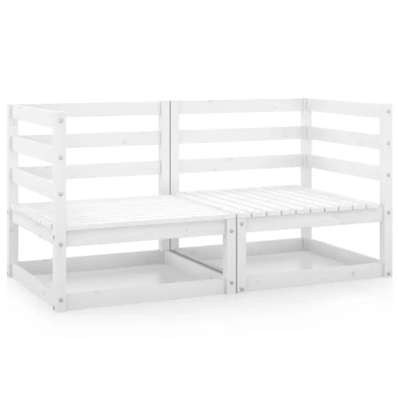 Modulaire tuinbank met voetenbank van massief grenenhout - Wit / 1 / Hoekbank (2 st) - Modulaire tuinbanken