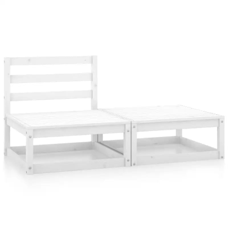 Modulaire tuinbank met voetenbank van massief grenenhout - Wit / 1 / midden + voetensteun - Modulaire tuinbanken