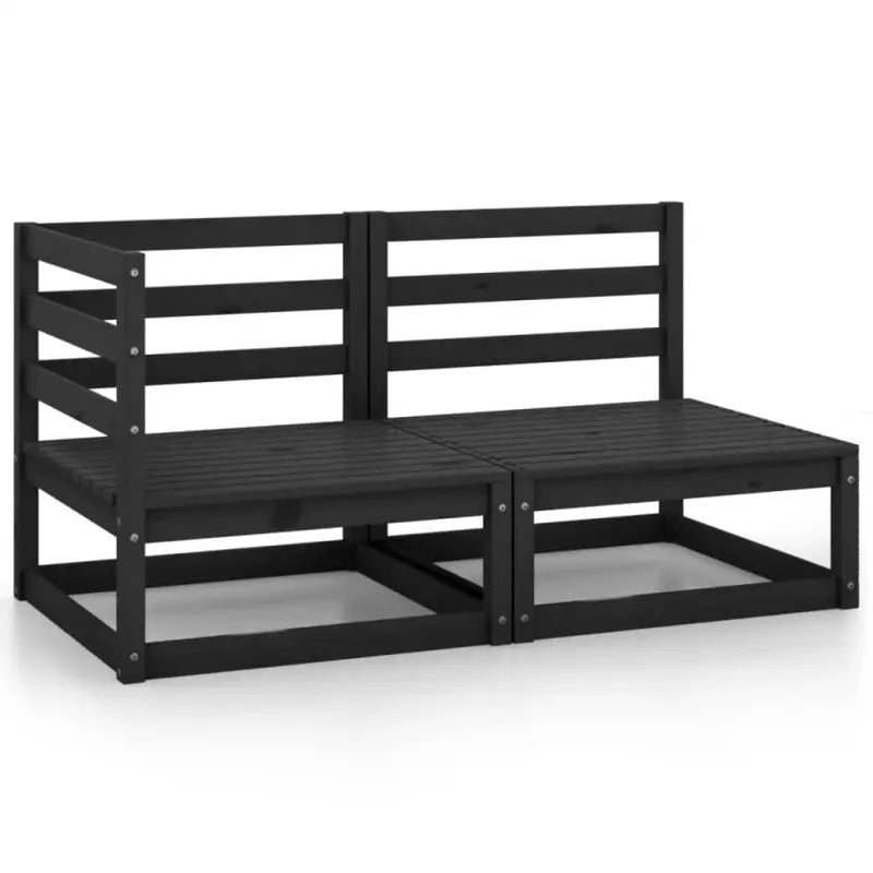 Modulaire tuinbank met voetenbank van massief grenenhout - Zwart / 1 / middle + corner - Modulaire tuinbanken
