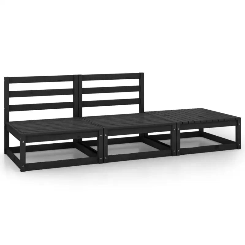 Modulaire tuinbank met voetenbank van massief grenenhout - Zwart / 1 / 2x midden + voetensteun - Modulaire tuinbanken