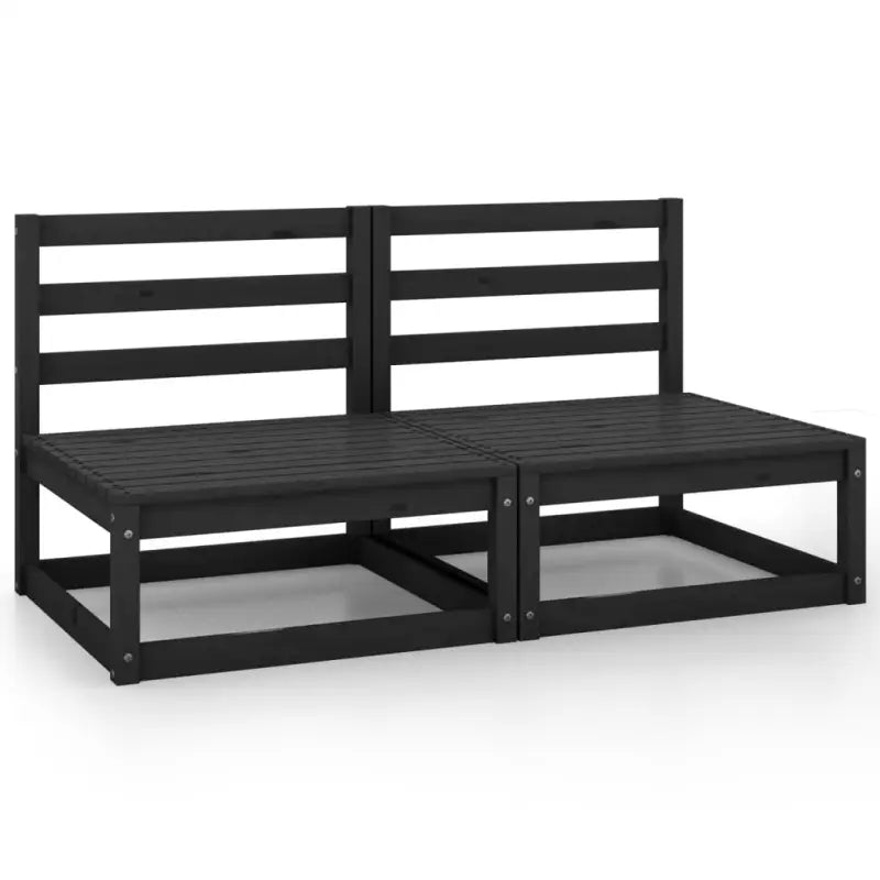 Modulaire tuinbank met voetenbank van massief grenenhout - Zwart / 1 / Middenbank (2 st) - Modulaire tuinbanken