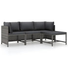 Modulaire tuinbank met waterbestendige PE-rattan tafel - Grijs / 1 / 2x hoek + midden + voetensteun - Modulaire