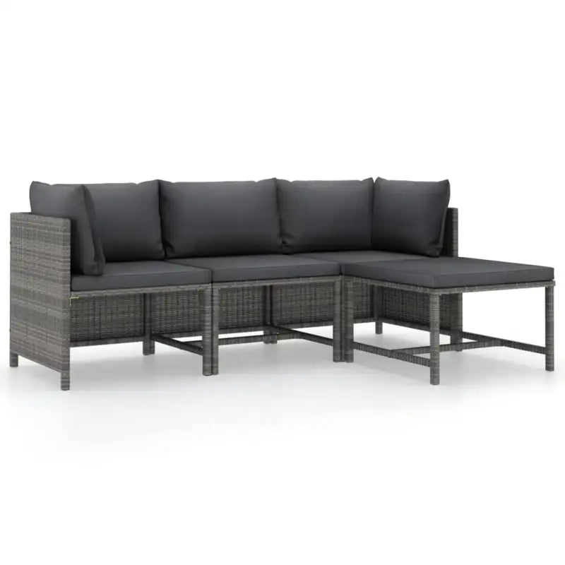 Modulaire tuinbank met waterbestendige PE-rattan tafel - Grijs / 1 / 2x hoek + midden + voetensteun - Modulaire
